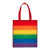 Shopper arcobaleno in r-pet  80g/m2, manici lunghi e soffietto