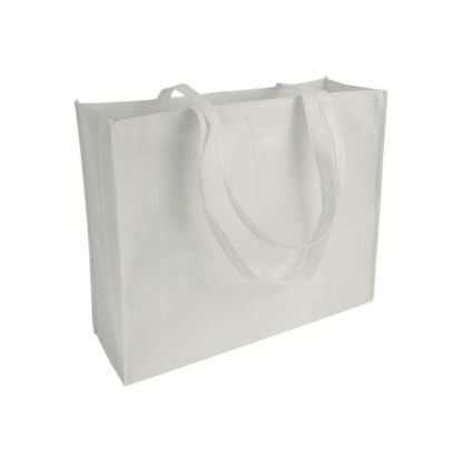 Shopper con soffietto in TNT cucito, manici lunghi