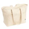 Borsa in cotone riciclato 450 g/m2 con manici lunghi e doppia tasca frontale