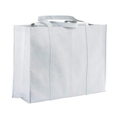 Shopper maxi con soffietto in TNT 100 g/m2 cucito, manici lunghi