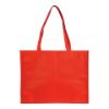 Shopper con soffietto in TNT cucito, manici lunghi