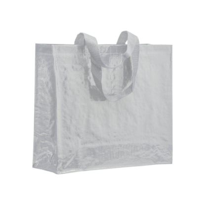 Shopper con soffietto in PP laminato 120 g/m2, manici lunghi a nastro