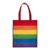 Shopper arcobaleno in r-pet  80g/m2, manici lunghi e soffietto