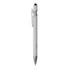 Penna a scatto in alluminio gommato con gommino per touch screen e clip in metallo