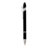 Penna a scatto in alluminio gommato con gommino per touch screen e clip in metallo