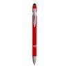 Penna a scatto in alluminio gommato con gommino per touch screen e clip in metallo