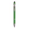 Penna a scatto in alluminio gommato con gommino per touch screen e clip in metallo