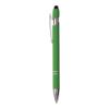 Penna a scatto in alluminio gommato con gommino per touch screen e clip in metallo