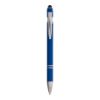 Penna a scatto in alluminio gommato con gommino per touch screen e clip in metallo