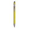 Penna a scatto in alluminio gommato con gommino per touch screen e clip in metallo