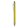 Penna a scatto in alluminio gommato con gommino per touch screen e clip in metallo