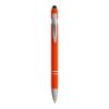 Penna a scatto in alluminio gommato con gommino per touch screen e clip in metallo