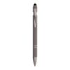 Penna a scatto in alluminio gommato con gommino per touch screen e clip in metallo