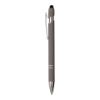 Penna a scatto in alluminio gommato con gommino per touch screen e clip in metallo