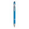 Penna a scatto in alluminio gommato con gommino per touch screen e clip in metallo