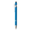Penna a scatto in alluminio gommato con gommino per touch screen e clip in metallo