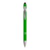 Penna a scatto in alluminio gommato con gommino per touch screen e clip in metallo