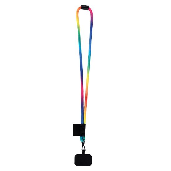 Porta badge con porta cellulare arcobaleno in poliestere e metallo