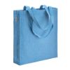 Borsa shopper in cotone riciclato 300 g/m2 con effetto mélange. Manici lunghi e soffietto